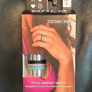 QALO Women's Stackable Silicone Rings - Black, Purple, Blue